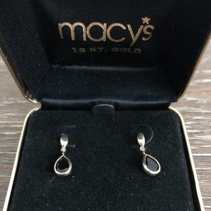 18 KT Gold and Onyx  Pendant Earrings